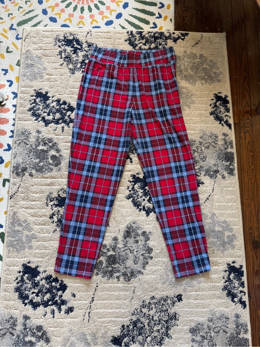 Lands' End Red and Blue Plaid Pajama Pants